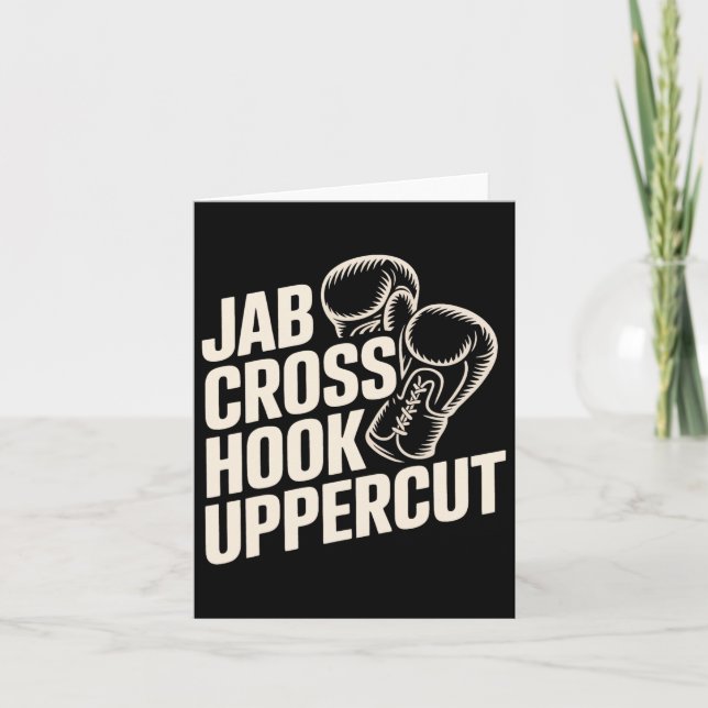 Funny Boxing Gym Jab Cross Hook Uppercut For Women Card (Front)