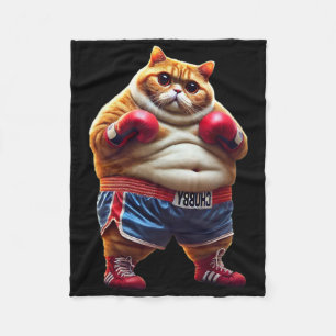 Funny Boxing Gym Workout Cat With Boxing Gloves An Fleece Blanket