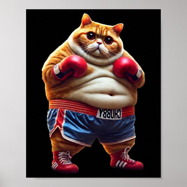 Funny Boxing Gym Workout Cat With Boxing Gloves An Poster (Front)