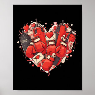 Funny Boxing Heart Valentine Boxing Womens Mens Ki Poster
