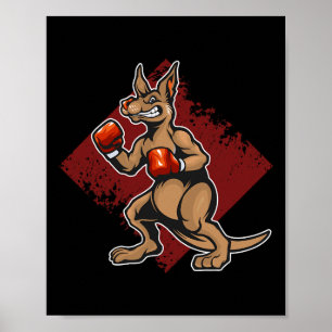 Funny Boxing Kangaroos With Gloves Boxer Puncher K Poster