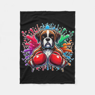Funny Boxing Kickboxing Lover Boxer Dog Paint Spla Fleece Blanket