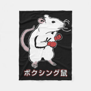 Funny Boxing Mouse Japanese Fleece Blanket