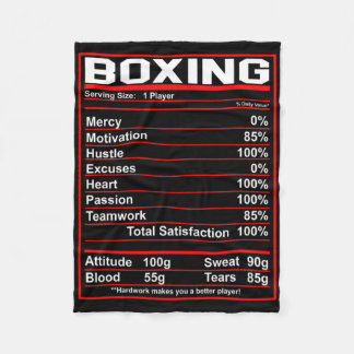 Funny Boxing Nutrition Facts Boxer  Fleece Blanket