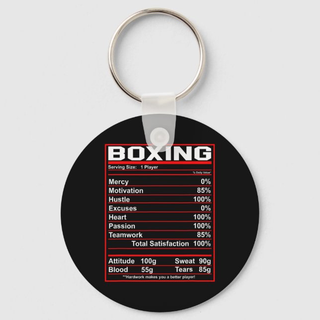 Funny Boxing Nutrition Facts Boxer  Key Ring (Front)