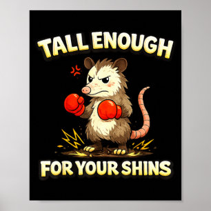 Funny boxing possum meme tall enough for shins poster