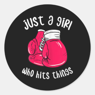 Funny Boxing Shirts For Women Gifts For Boxer Kick Classic Round Sticker