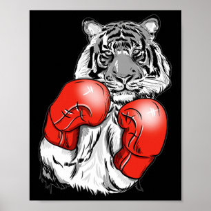 Funny Boxing Tiger With Red Gloves Kids Adults  Poster