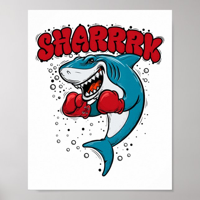 Funny Boxing Whale Shark With Red Gloves Daddy  Poster (Front)