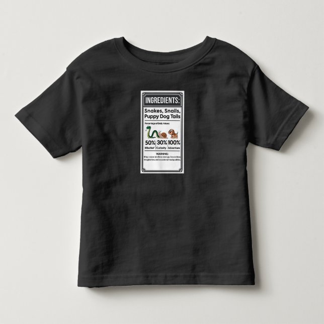 Funny Boy Ingredient Label Simple Halloween Toddler T-Shirt (Front)