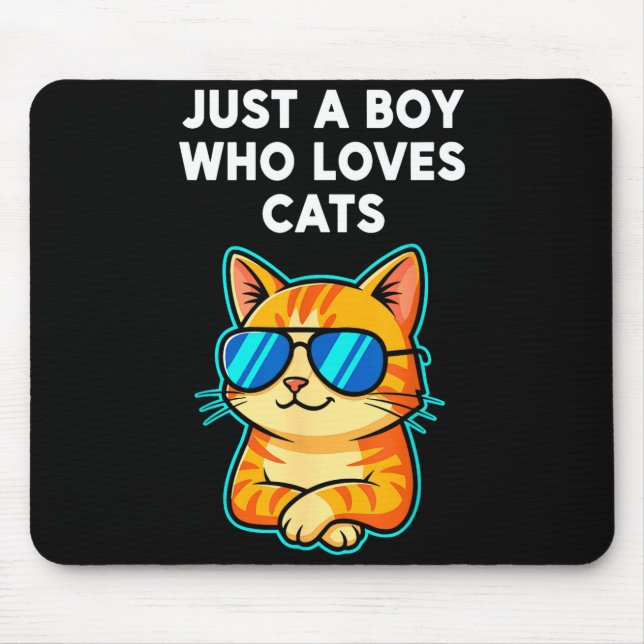 Funny Boy Loves Cats Mouse Pad (Front)