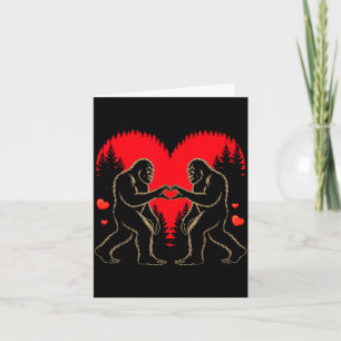 Funny Boy Retro Bigfoot Sasquatch Heart Valentine Card