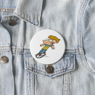 Funny Boy Riding Unicycle 7.5 Cm Round Badge