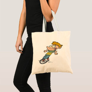 Funny Boy Riding Unicycle Tote Bag