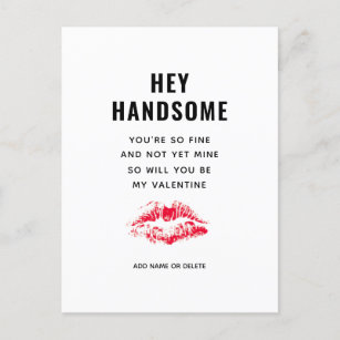 Funny Boyfriend Valentines Day Poem Red Kiss Name Holiday Postcard
