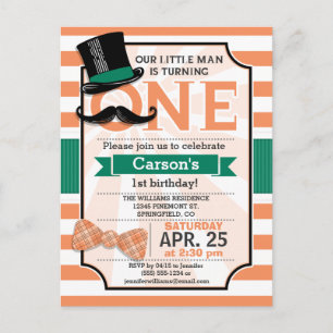 Funny Boy's 1st Birthday Party Invitation Postcard
