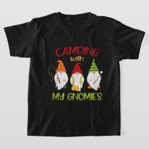 Funny boys camping gnome word art T-Shirt