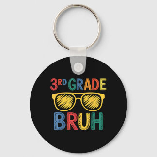 Funny Boys Girls Back to School 3rd Grade Bruh Key Ring
