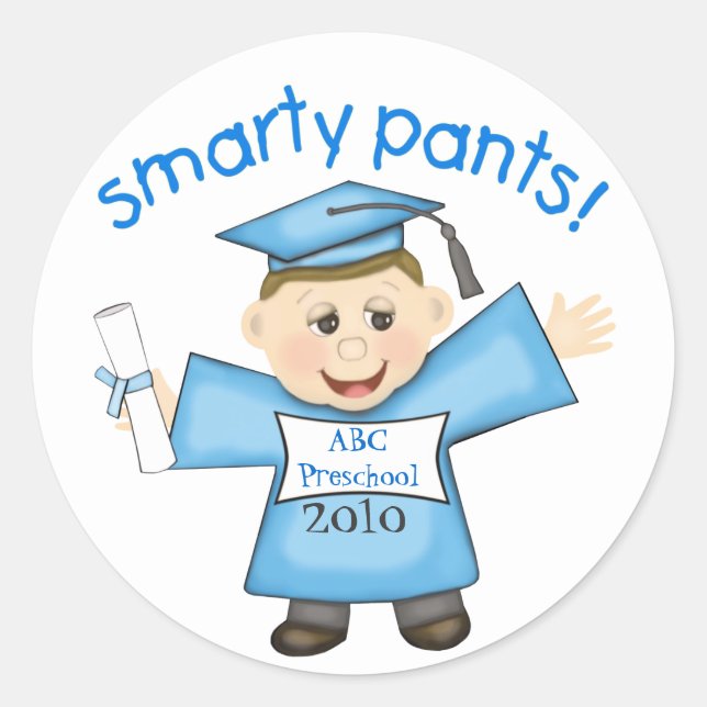 Funny Boy's Graduation Classic Round Sticker (Front)