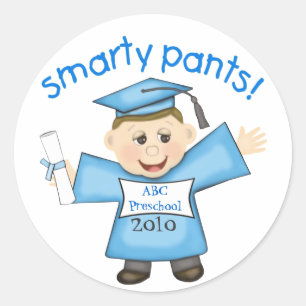 Funny Boy's Graduation Classic Round Sticker