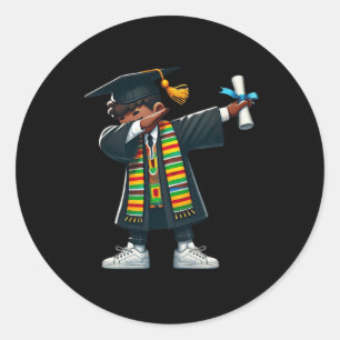 Funny Boys Graduation Graduate Dabbing Black Histo Classic Round Sticker