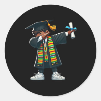 Funny Boys Graduation Graduate Dabbing Black Histo Classic Round Sticker
