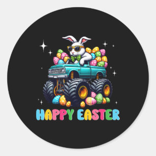 Funny Boys Happy Easter Monster Truck Easter Eggs Classic Round Sticker