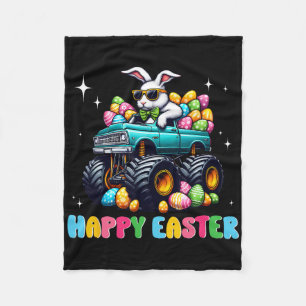 Funny Boys Happy Easter Monster Truck Easter Eggs Fleece Blanket