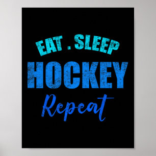 Funny Boys Hockey Player Eat Sleep Hockey Repeat Poster