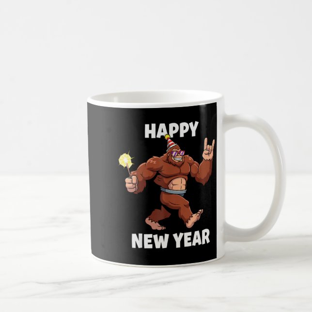 Funny Boys Nye Outfit, Mens Fireworks Bigfoot Happ Coffee Mug (Right)