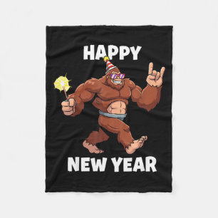Funny Boys Nye Outfit, Mens Fireworks Bigfoot Happ Fleece Blanket