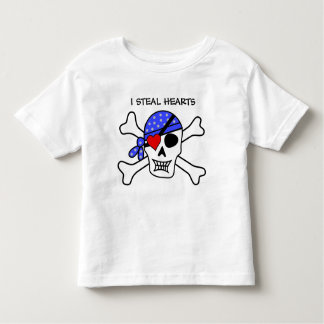 Funny Boys Valentine Pirate Skull Heart Eye Patch Toddler T-Shirt