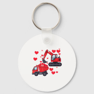 Funny Boys Valentines Day Excavator Truck Valentin Key Ring
