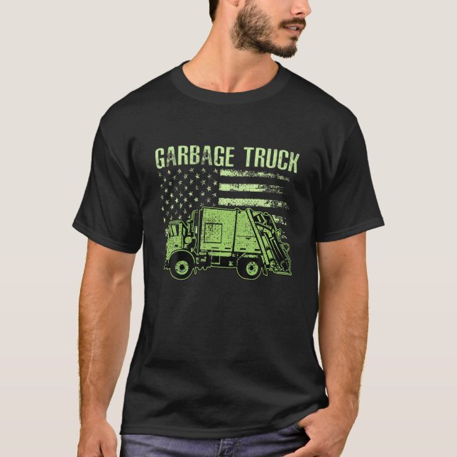 Funny Boy's Vintage Garbage Truck T-Shirt (Front)