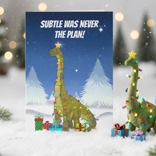 Funny Brachiosaurus Christmas Tree Dinosaur Card
