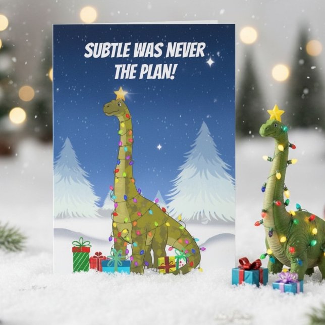 Funny Brachiosaurus Christmas Tree Dinosaur Card (Creator Uploaded)
