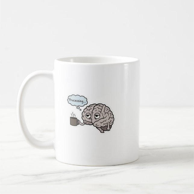 Funny Brain Drinking Coffee Mug - Cute Science & C (Left)