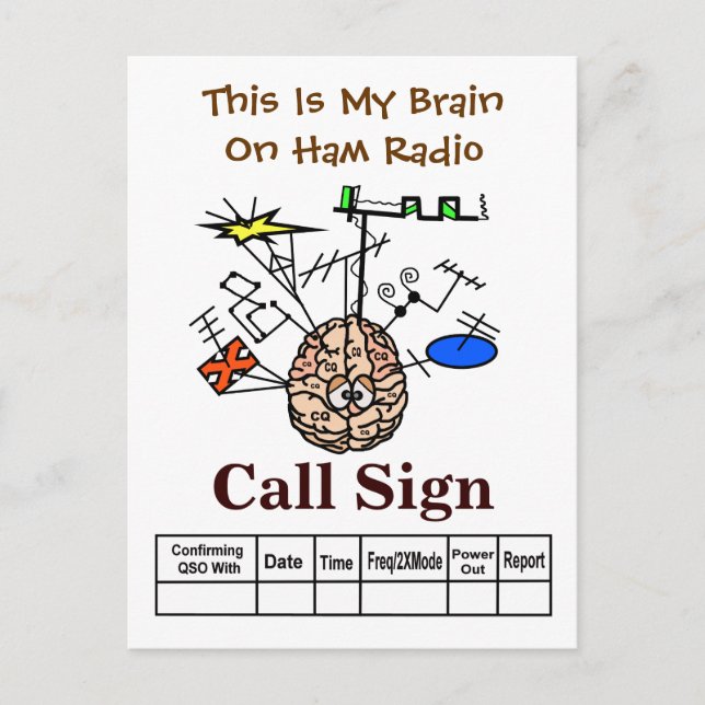 Funny Brain on Ham Radio QSL Card (Front)