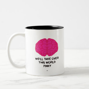 funny brain quote from pinky and brain cartoon Two-Tone coffee mug