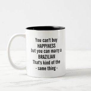 Funny Brazil Pride Gift Brazilian Present Patrotic Two-Tone Coffee Mug