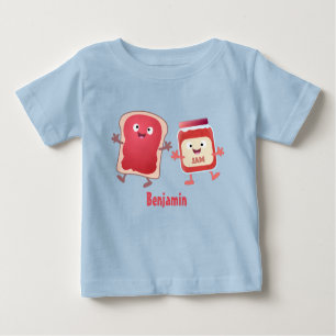 Funny bread and jam cartoon characters  baby T-Shirt