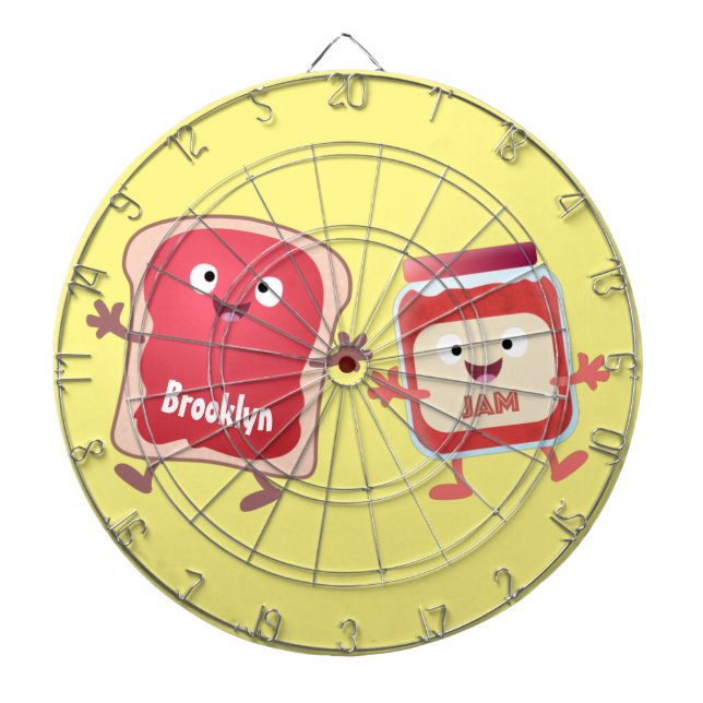 Funny bread and jam cartoon characters dartboard (Front)