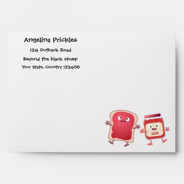 Funny bread and jam cartoon characters envelope (Front)