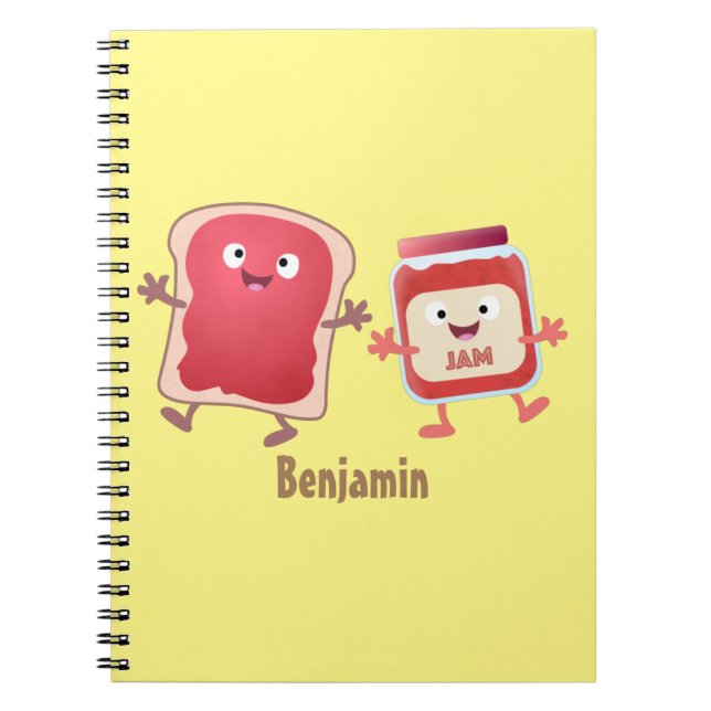 Funny bread and jam cartoon characters notebook (Front)
