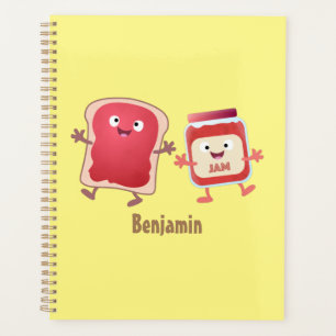 Funny bread and jam cartoon characters planner