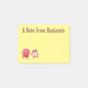 Funny bread and jam cartoon characters post-it notes