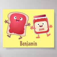 Funny bread and jam cartoon characters