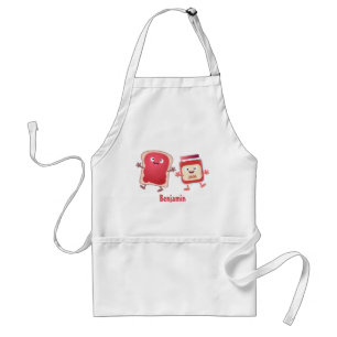 Funny bread and jam cartoon characters standard apron