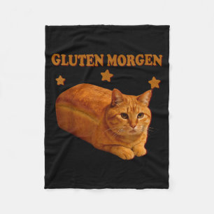 Funny Bread Cat Meme Gluten Morgen Humor Graphic G Fleece Blanket