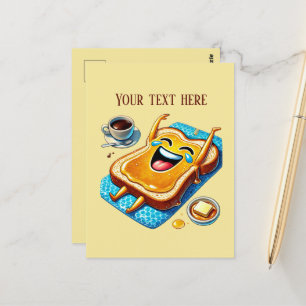 funny breakfast toast bread postcard